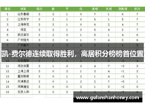 凯-费尔德连续取得胜利，高居积分榜榜首位置